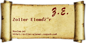 Zoller Elemér névjegykártya